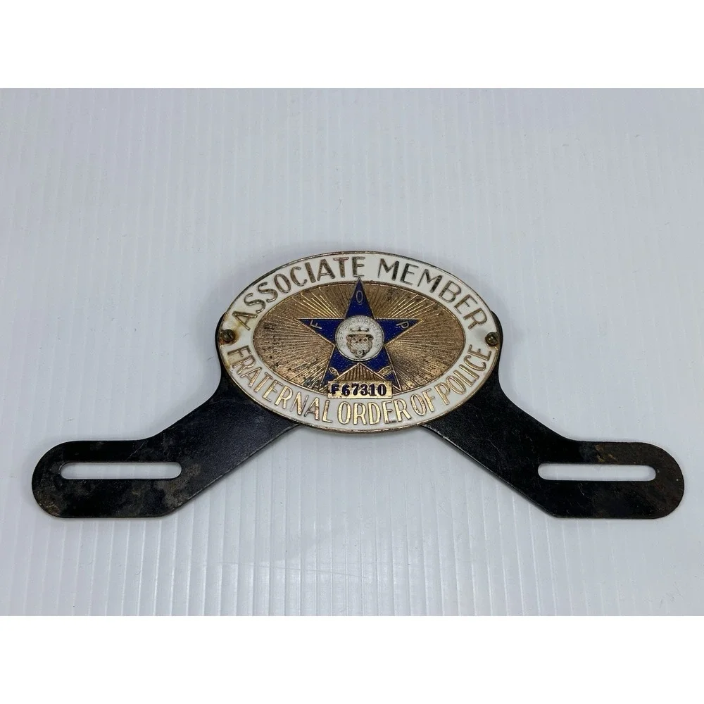 Vintage Fraternal Order of Police Associate Member Auto License Plate Topper‎
